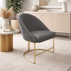 Cadeira Poltrona Lua Decorativa Base Metálica Sala de Estar Salão Quarto Estética Decoração Recepção
