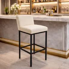 Banqueta Cadeira Alta 92 cm Em Veludo Com Encosto Para Bancada ,Cozinha , Jardim , Área Gourmet Com Pés Ferro