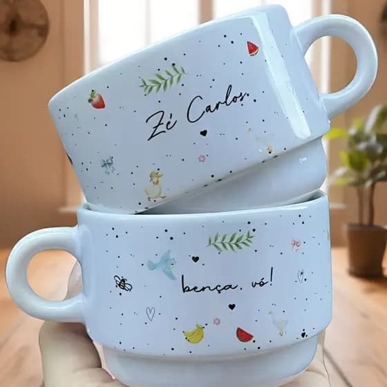 Xícara Personalizada Porcelana 180mml, avós, tios, padrinhos, dindos