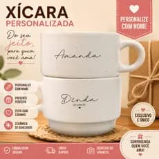 Xicaras Personalizada Dinda Dindo Batizado Padrinhos De Porcelana 180ml Presente Bebê