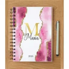 Agenda  Personalizada Com Nome 2026 Caderno Personalizado Rosa Presente