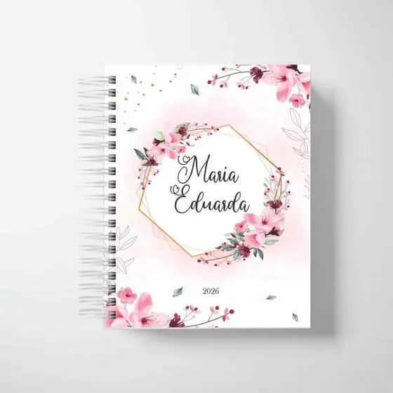 Agenda  Personalizada Com Nome 2026 Caderno Personalizado Rosa