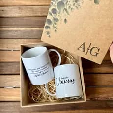 Caixa MDF Com Caneca Personalizadas Para Padrinhos Madrinhas Casamento Para Pais Presente