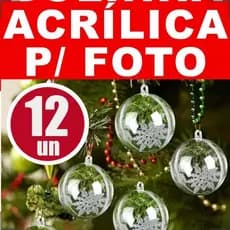 12 BOLINHAS NATAL 7CM PORTA FOTO BOLA ESFERA ACRÍLICO PERSONALIZAR - ENFEITO NATAL - ÁRVORE NATAL