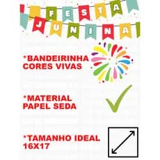 Bandeirinhas juninas em papel de seda – 500m, 100m ou 50m. Perfeito para festas, quermesses e decoração.