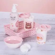 OFERTA KIT HIGIENE ANIMAIZINHOS ROSA MENINA PLASÚTIL 4 PEÇAS - PLASUTIL PROMOÇÃO - LOJA DO ABENÇOADO