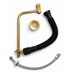 Kit Torneira Link Quadrada Dourada + Sifão + Engate 40cm + Válvula Dourada Metal
