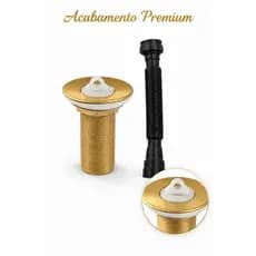 Válvula para pia lavabo dourada em metal 7/8 + sifão branco kit para banheiro