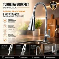 Torneira Cozinha pia Gourmet Mesa flexível cromado