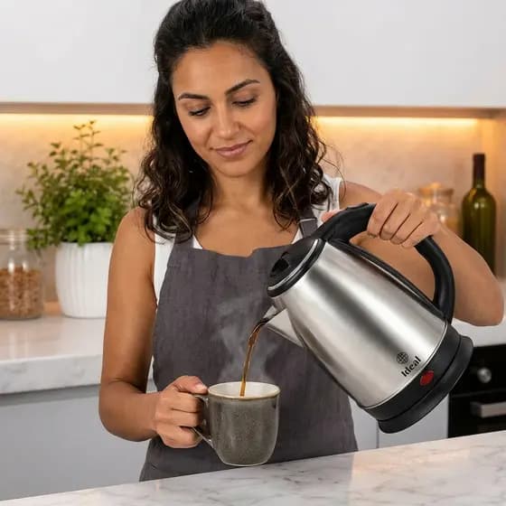 Chaleira elétrica inox, chaleira 1,8L, chaleira 127V, chaleira 220V, aquecedor de água, chaleira inox