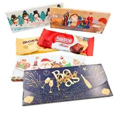 Novidade! 10 Porta Barra de Chocolate Natal - Caixa para tablete de chocolate Natalino Caixinha Presente