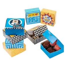 Kit com 10 caixas para 4 doces, brigadeiros, lembrancinhas e bijuterias Tema Dia dos Pais