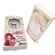 Caixas Para Barra de Chocolate de 50g a 150g Especial do dia das MÃES C/ Visor E Berço