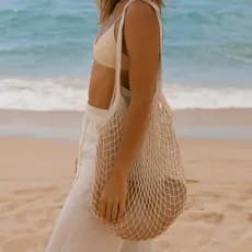 Bolsa de praia sacola estilo rede croche tiracolo com forro feminina verão passeio praia piscina