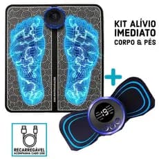 Kit Massagem Completo – Tapete Massageador + Massageador Elétrico – Alívio de Dores nos Pés e Musculares