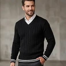 Blusa Suéter Masculino Gola V Trança