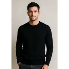 Camisa Suéter Masculino Tricot Manga Longa de Frio Liso Gola Redonda M G Moda Outono Inverno REF:427