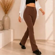 Calça Feminina Tipo Alfaiataria de Tricot Canelada com Cordão Confortável e Elegante Atemporal