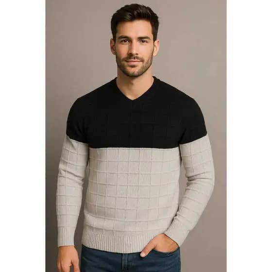 Camisa Masculina Suéter de Tricot Texturizado 2 Cores Lançamento Tendência Moda Outono/Inverno