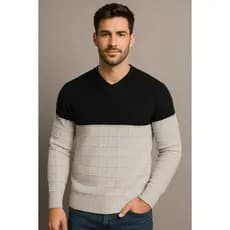 Camisa Masculina Suéter de Tricot Texturizado 2 Cores Lançamento Tendência Moda Outono/Inverno