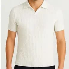 Camisa Polo Masculina Tricot Modal Texturizada Manga Curta Roupa Masculina Elegante Verão Premium