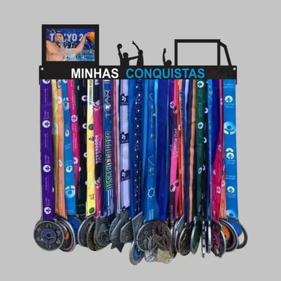 Porta Medalhas Polo Aquático quadro Decorativo minhas conquistas Esporte