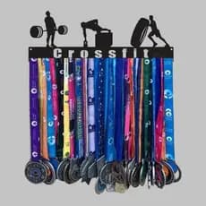 Porta Medalhas Vazado Crossfit Academia Treino MDF Preto 20 Ganchos