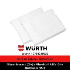 Filtro de Cabine - Filtro Pólen Nissan Murano (05>) e Mitsubishi ASX (10>) / Outlander (05>) - Wurth - 0764210032