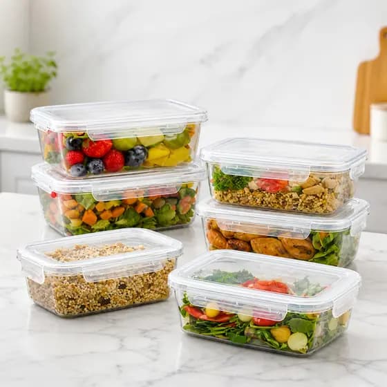Kit 10 Potes Marmitas 800ml Vasilhas transparentes BPA FREE reutilizável cozinha microondas
