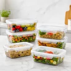 Kit 10 Potes Marmitas 800ml Vasilhas transparentes BPA FREE reutilizável cozinha microondas