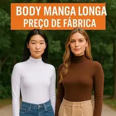 BODY FEMININO GOLA ALTA MANGA LONGA COM FECHO MODERNO PROMOÇÃO ALTA QUALIDADE E CONFORTO