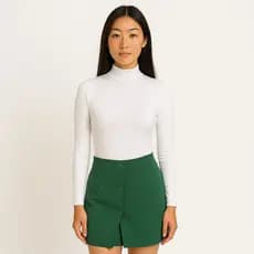 Body Feminino Inverno Gola Alta Cacharrel Manga Longa Suplex Segunda Pele Com Fecho Moderno