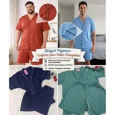 pijama masculino de botão,pijama cirurgico,pijama para idosos