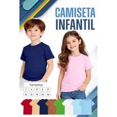 camiseta infantil unisex algodão premium lisa,escolar básica