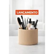Porta Pincéis de Maquiagem Premium – Organizador Elegante de Maquiagem com 3 divisórias