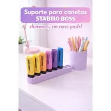 Suporte Organizador para 8 Marcadores de Texto Stabilo Boss – Porta Canetas Marca-Texto