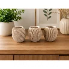 Kit 3 Vasos Decorativo Moderno Plastico (Altura 10cm) Elegante para Sala, Quarto, Banheiro e Escritório, para Suculentas