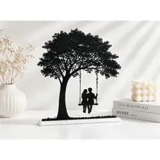 Escultura Decorativa Silhueta Casal no Balanço com base  - Enfeite /  Decoracao de quarto casal - Moderna - 17x17x2