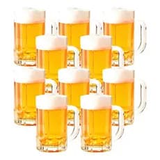 Kit 10 Canecas de Chopp Vidro Grosso 400ml Transparente Flux