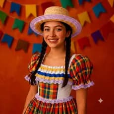 Chapéu Trança Palha Infantil Mocinha Festa Junina Lilás