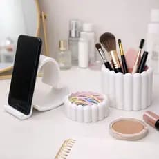 Organizador de Mesa Porta Celular + Porta Canetas/Lápis + Porta Trecos/Clipes (Maquiagem e Escritório)
