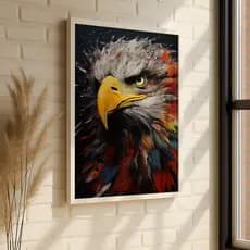 Quadro Águia Realista Colorida Força Liberdade Animal Selvagem Arte Moderna Sala Quarto Parede
