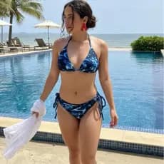 Biquini Top Cortininha Conjunto Praia Piscina Confortável Secagem Rápida