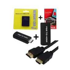 Kit Completo Tunado para PS2 - Memory Card + Pendrive + Adaptador HDMI + Cabo HDMI