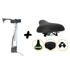 Banco Selim Tipo Kalf 2 Molas Largo Beach Bike Bicicleta + Bomba De Encher Pneu De Bike Alumínio 30cm De Chão Yamada