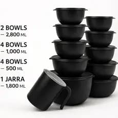 Kit 11 Peças com Jarra Bolw Pote Plastico redondo 2 kit bowl + jarra