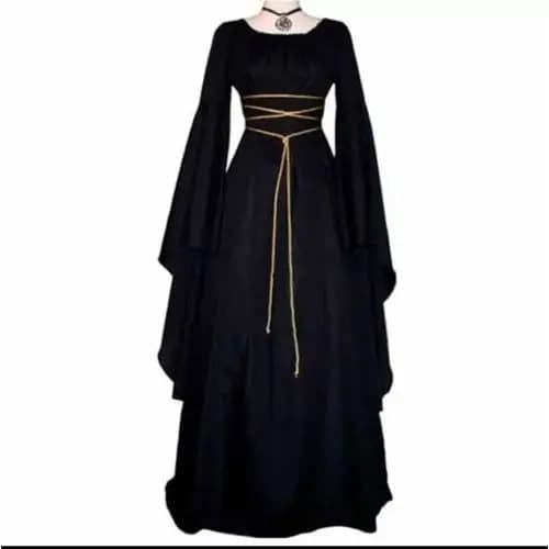Vestido bruxa clássica medieval com cordão hallowenn veludo