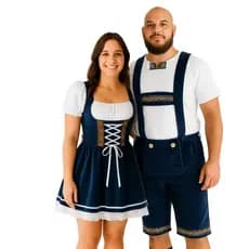 Conjunto  traje casal alemão Oktoberfest  fritz e frida na cor azul