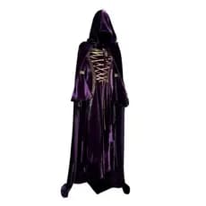 Conjunto Vestido Medieval  acompanha capa capuz na cor roxa