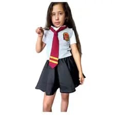 Conjunto completo Hermione Harry Potter Gravata Vestido e colete casas Infantil menina